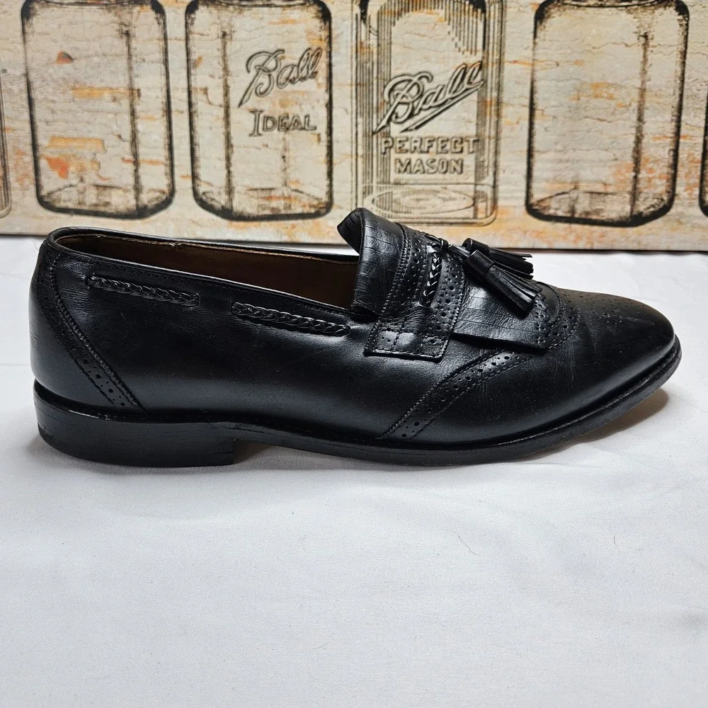 Allen Edmonds Bradenton Loafers Mens 11.5E Black Kiltie Tassel Brogue USA Made
